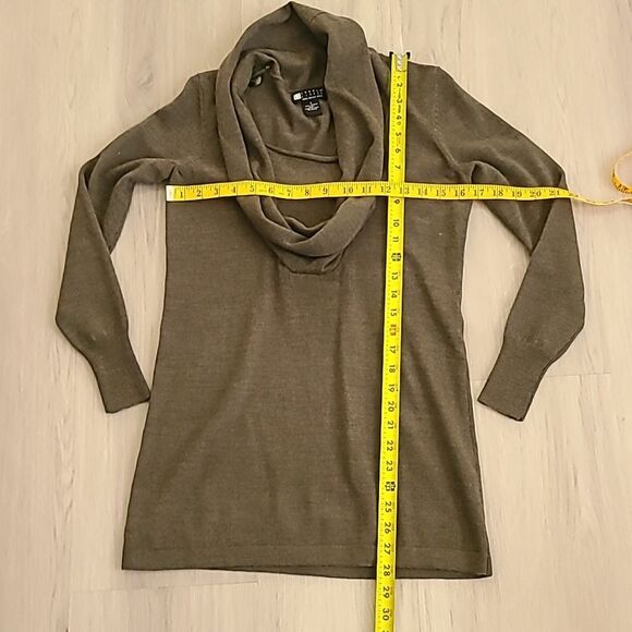 Carole Little Green Cowl Neck Sweater Merino Wool Soft Knot Long Sleeve Small - Picture 4 of 5